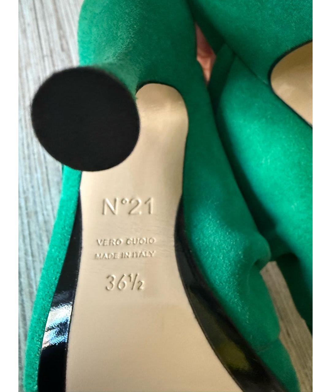 NO. 21 Зеленые замшевые мюли, фото 5