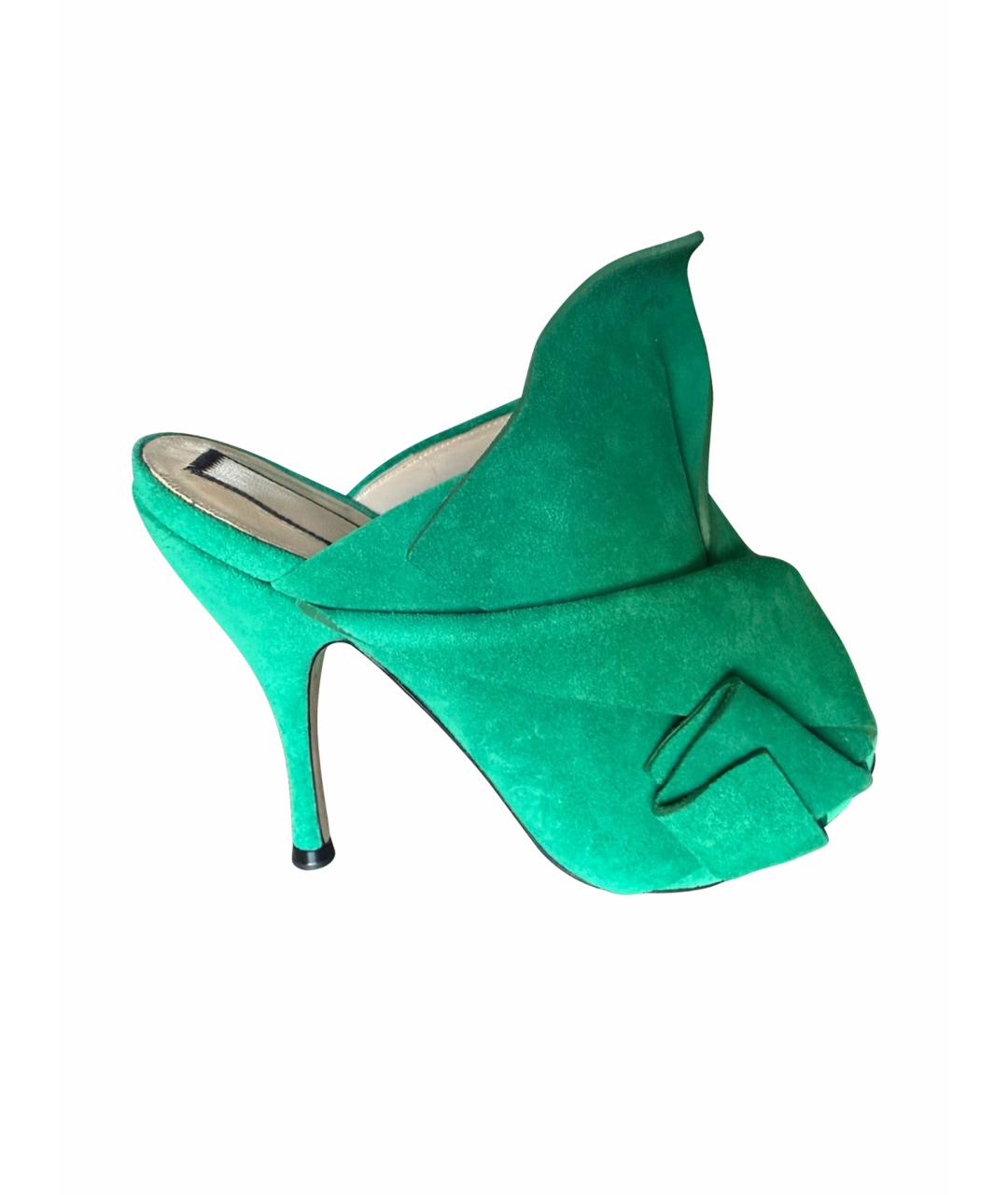 NO. 21 Зеленые замшевые мюли, фото 1