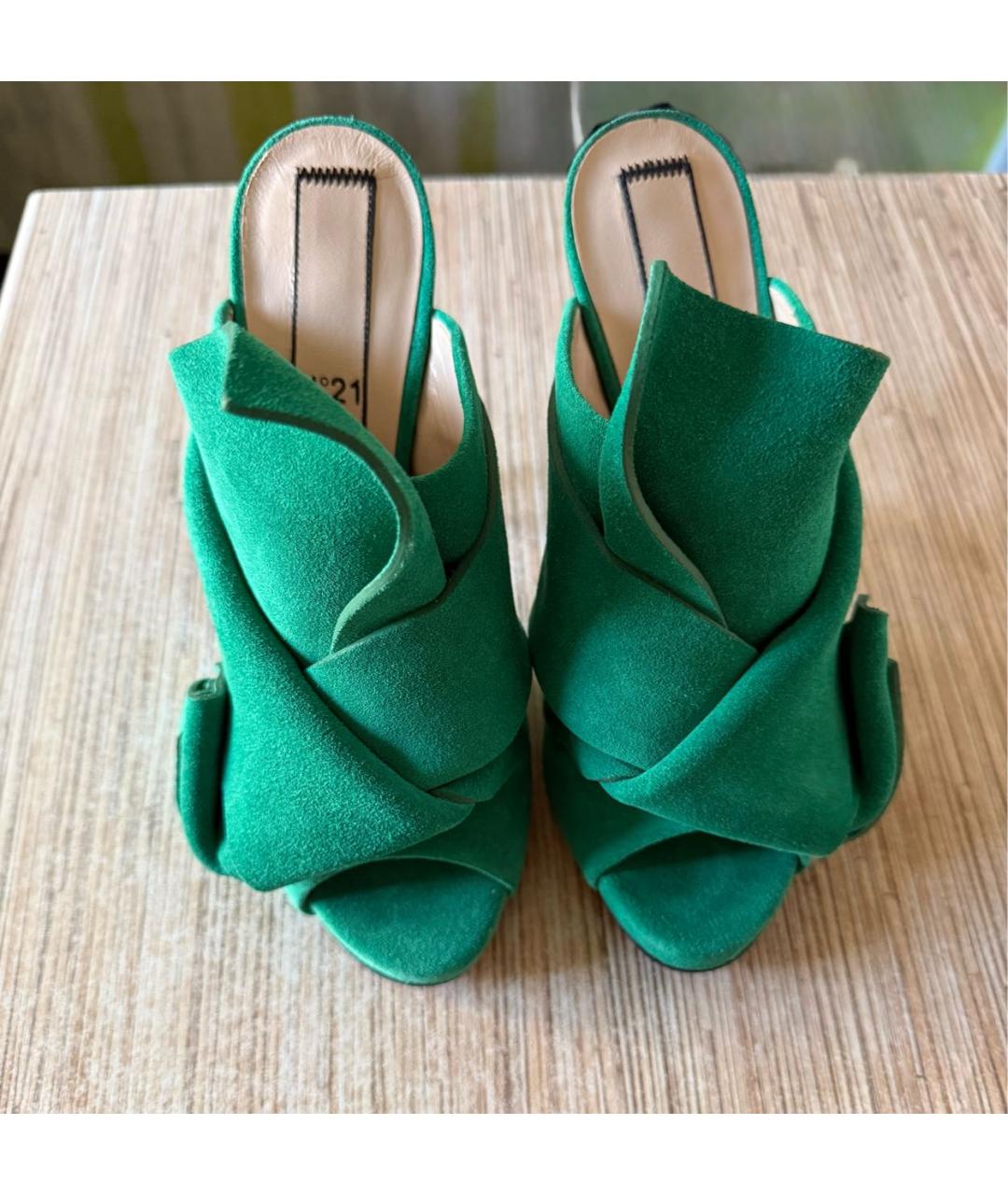NO. 21 Зеленые замшевые мюли, фото 2