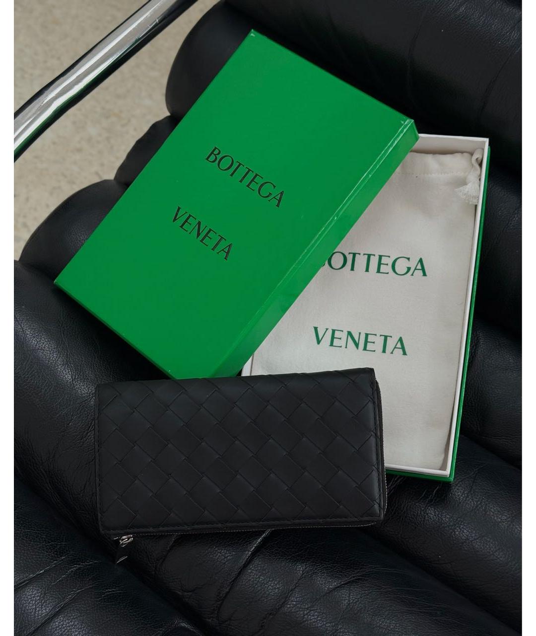 BOTTEGA VENETA Черный кожаный кошелек, фото 9