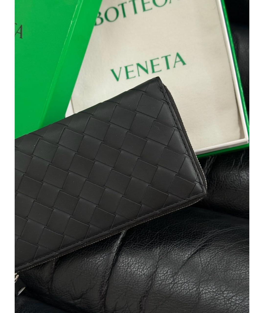 BOTTEGA VENETA Черный кожаный кошелек, фото 4