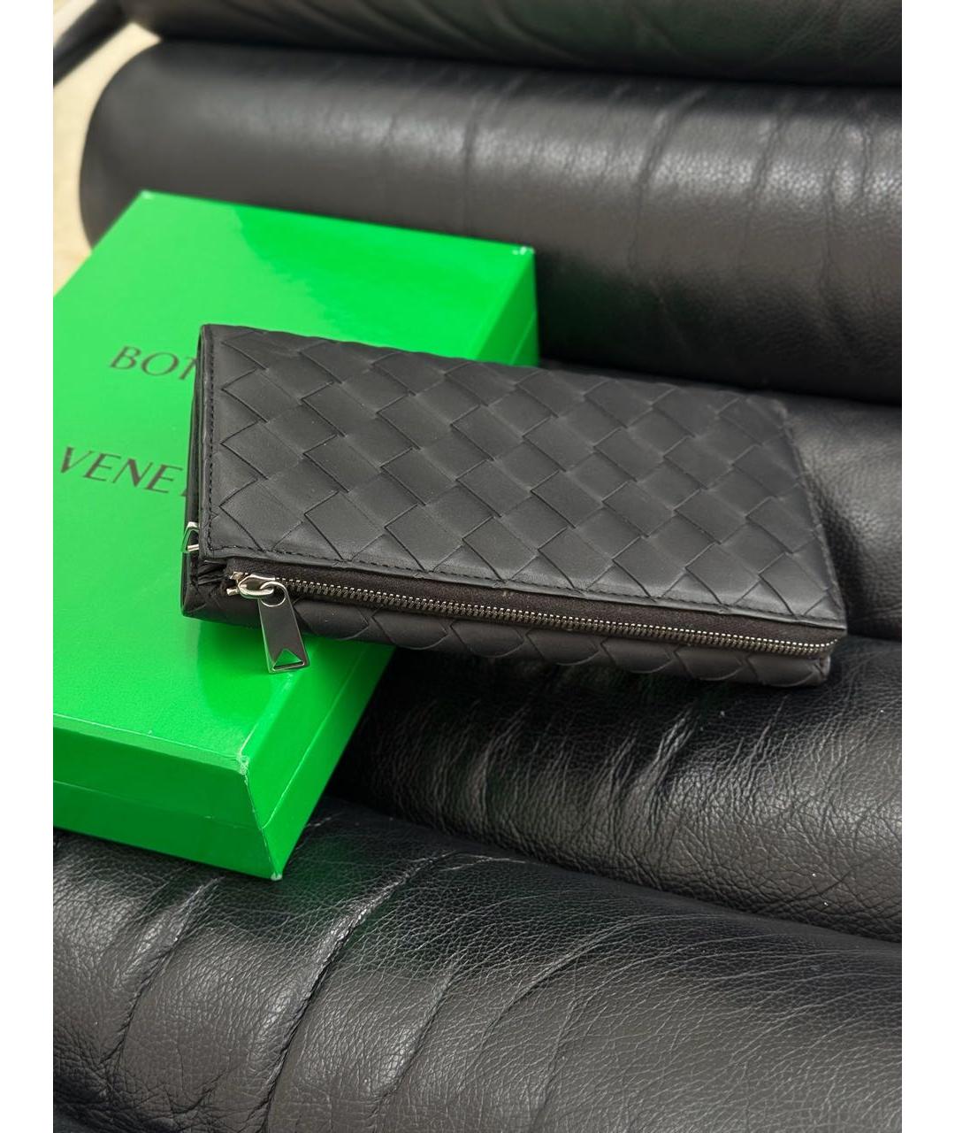 BOTTEGA VENETA Черный кожаный кошелек, фото 7