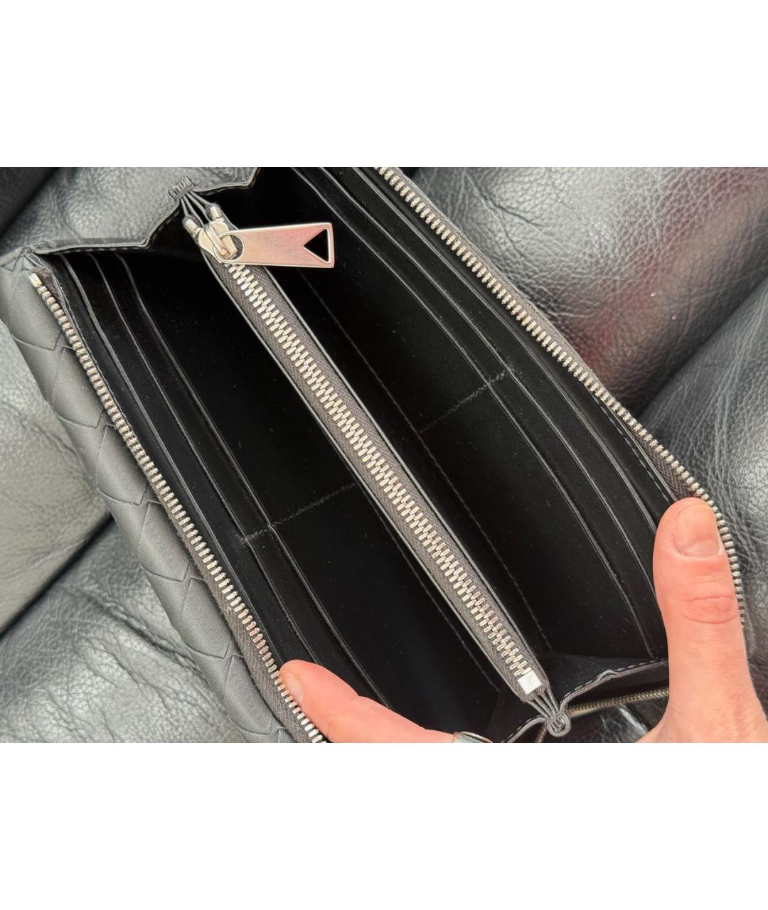 BOTTEGA VENETA Черный кожаный кошелек, фото 6