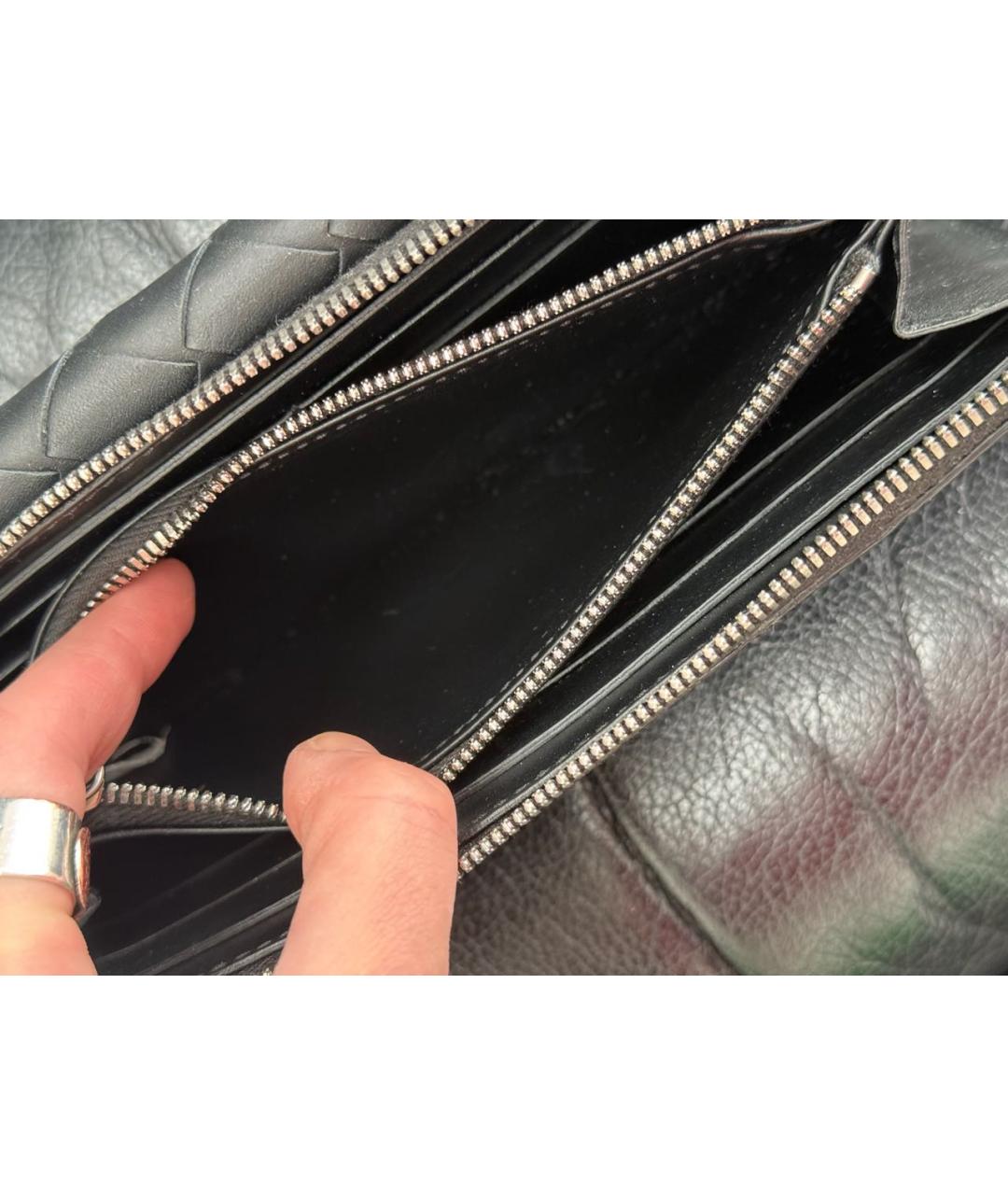 BOTTEGA VENETA Черный кожаный кошелек, фото 8