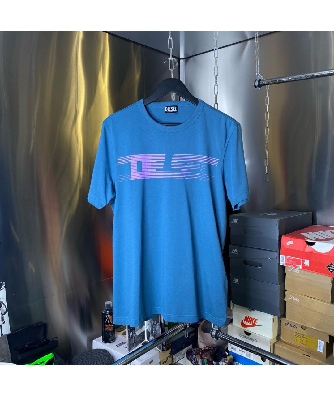 DIESEL Синяя хлопковая футболка, фото 8