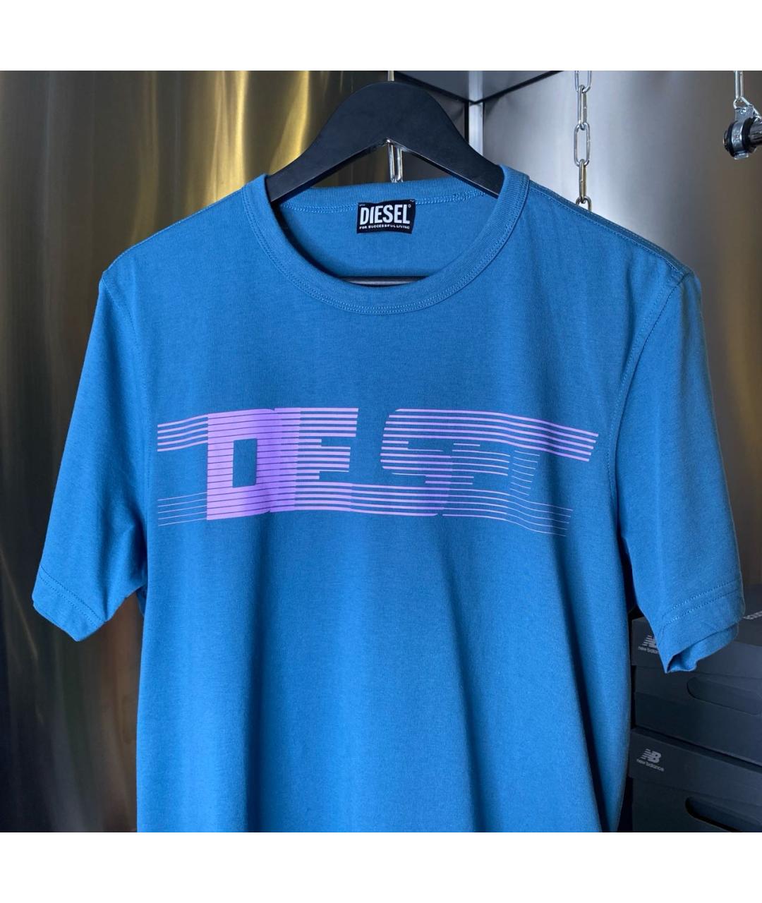 DIESEL Синяя хлопковая футболка, фото 2