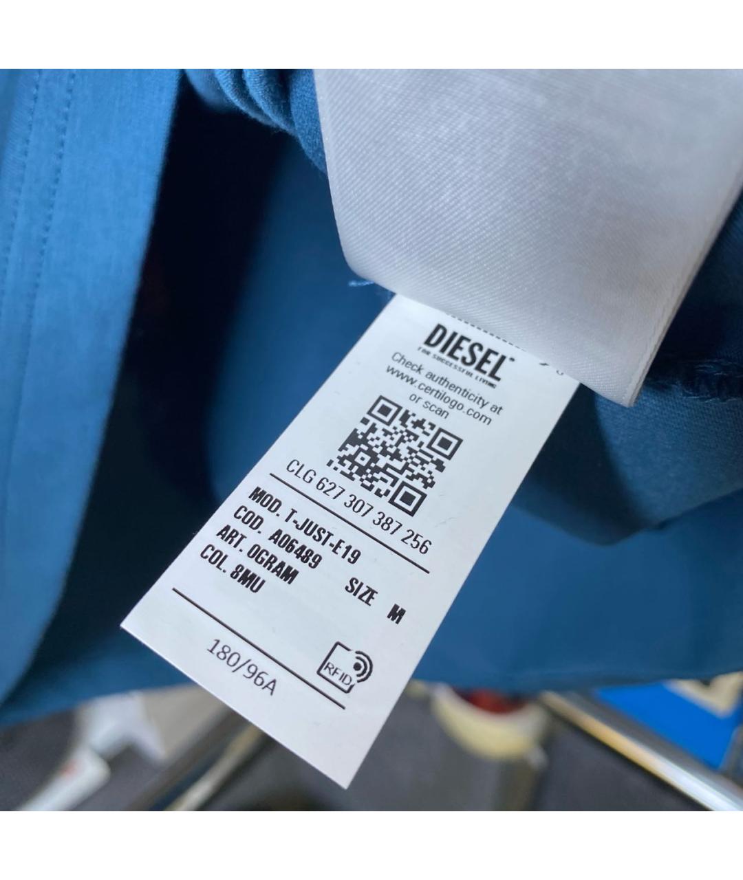 DIESEL Синяя хлопковая футболка, фото 6