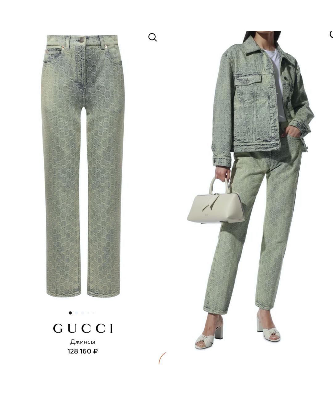 GUCCI Серые хлопковые прямые джинсы, фото 2