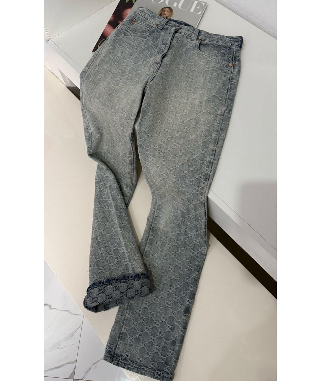 GUCCI Серые хлопковые прямые джинсы, фото 3