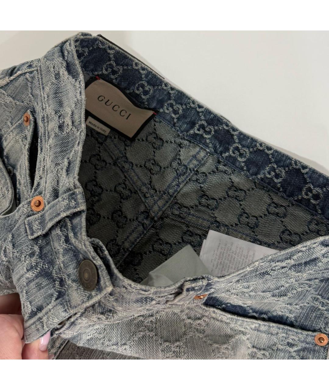 GUCCI Серые хлопковые прямые джинсы, фото 7