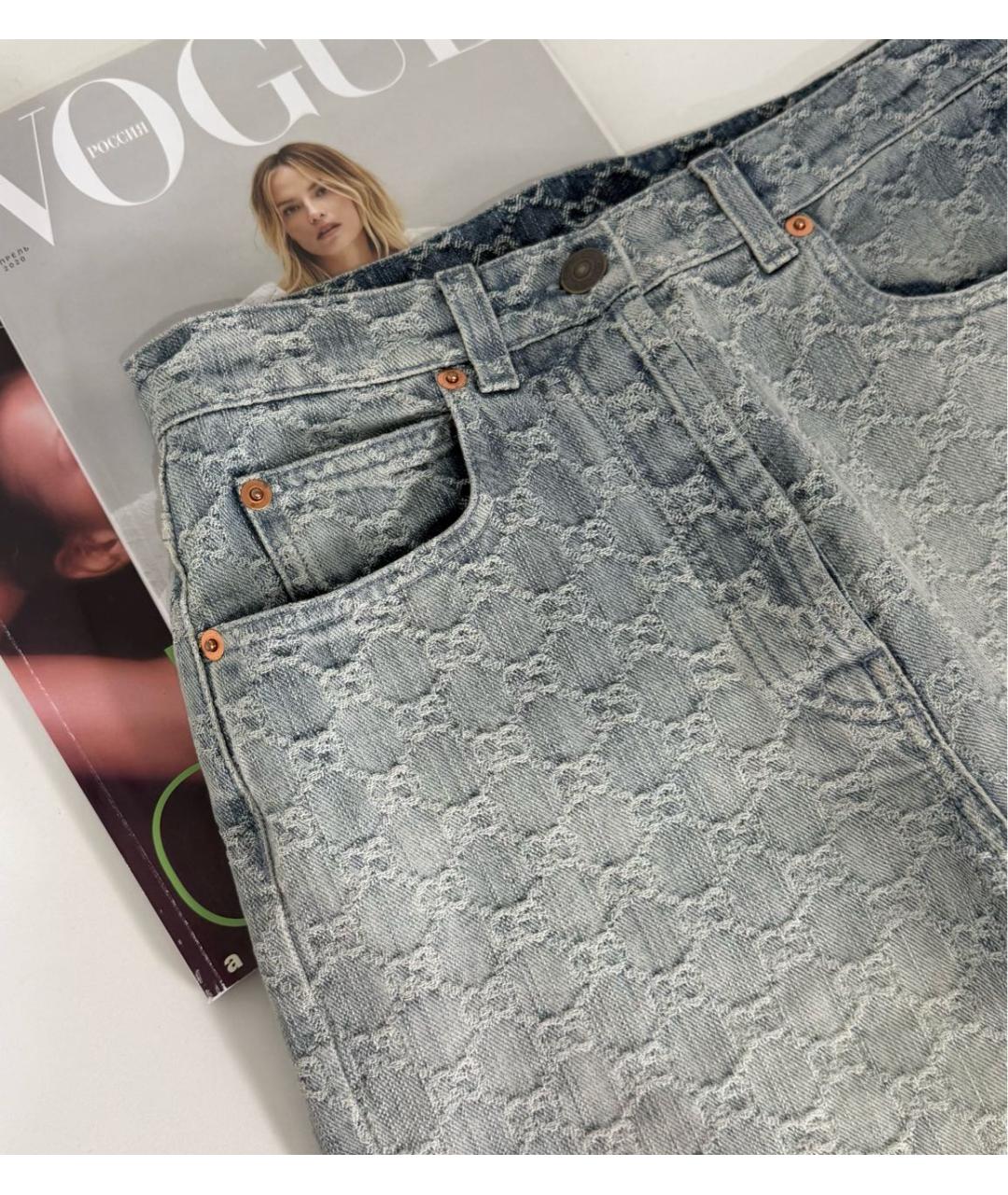 GUCCI Серые хлопковые прямые джинсы, фото 4