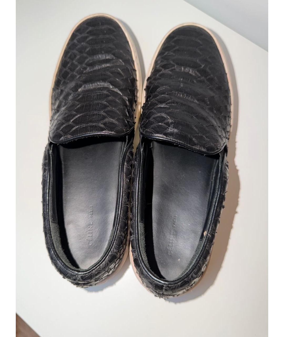 CELINE Черные слипоны из экзотической кожи, фото 3
