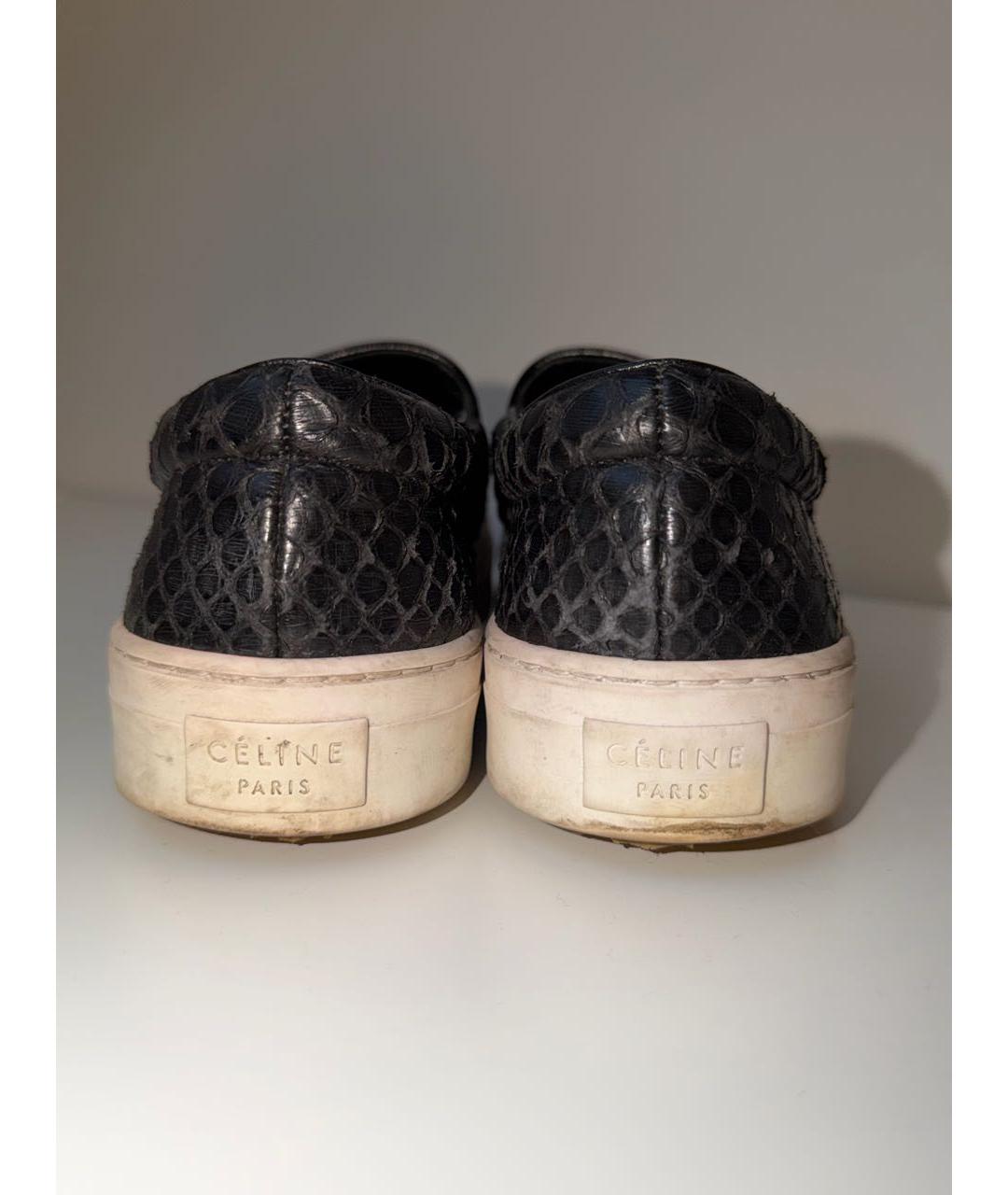 CELINE Черные слипоны из экзотической кожи, фото 4