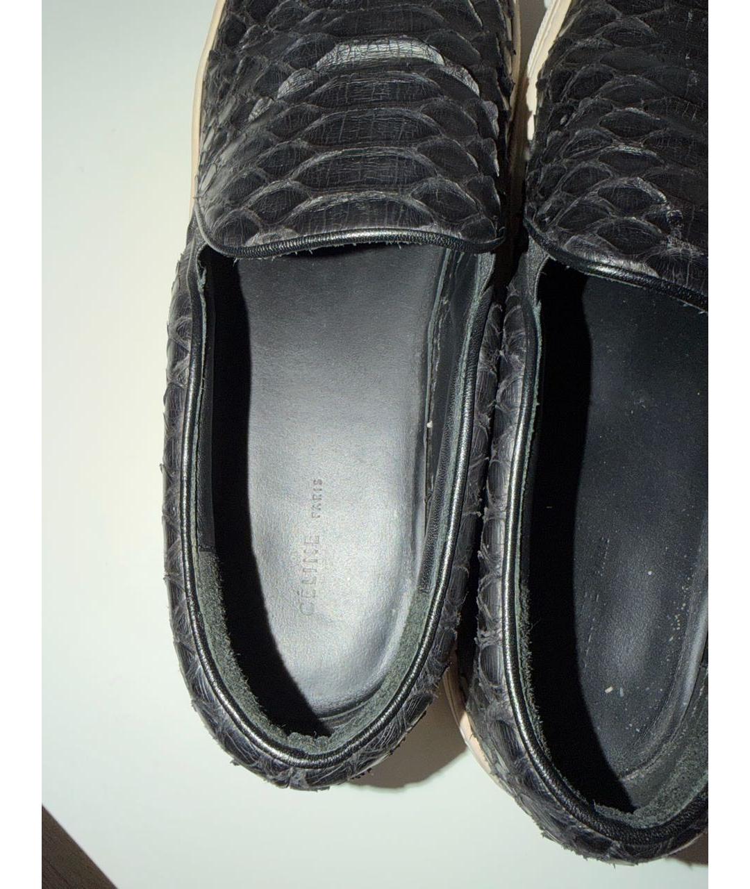 CELINE Черные слипоны из экзотической кожи, фото 5