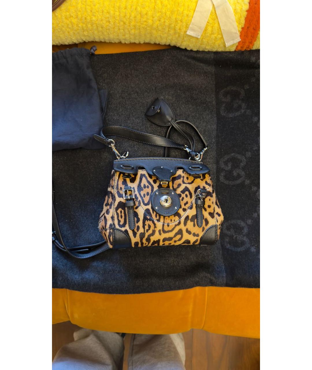 RALPH LAUREN Коричневая сумка через плечо из экзотической кожи, фото 6