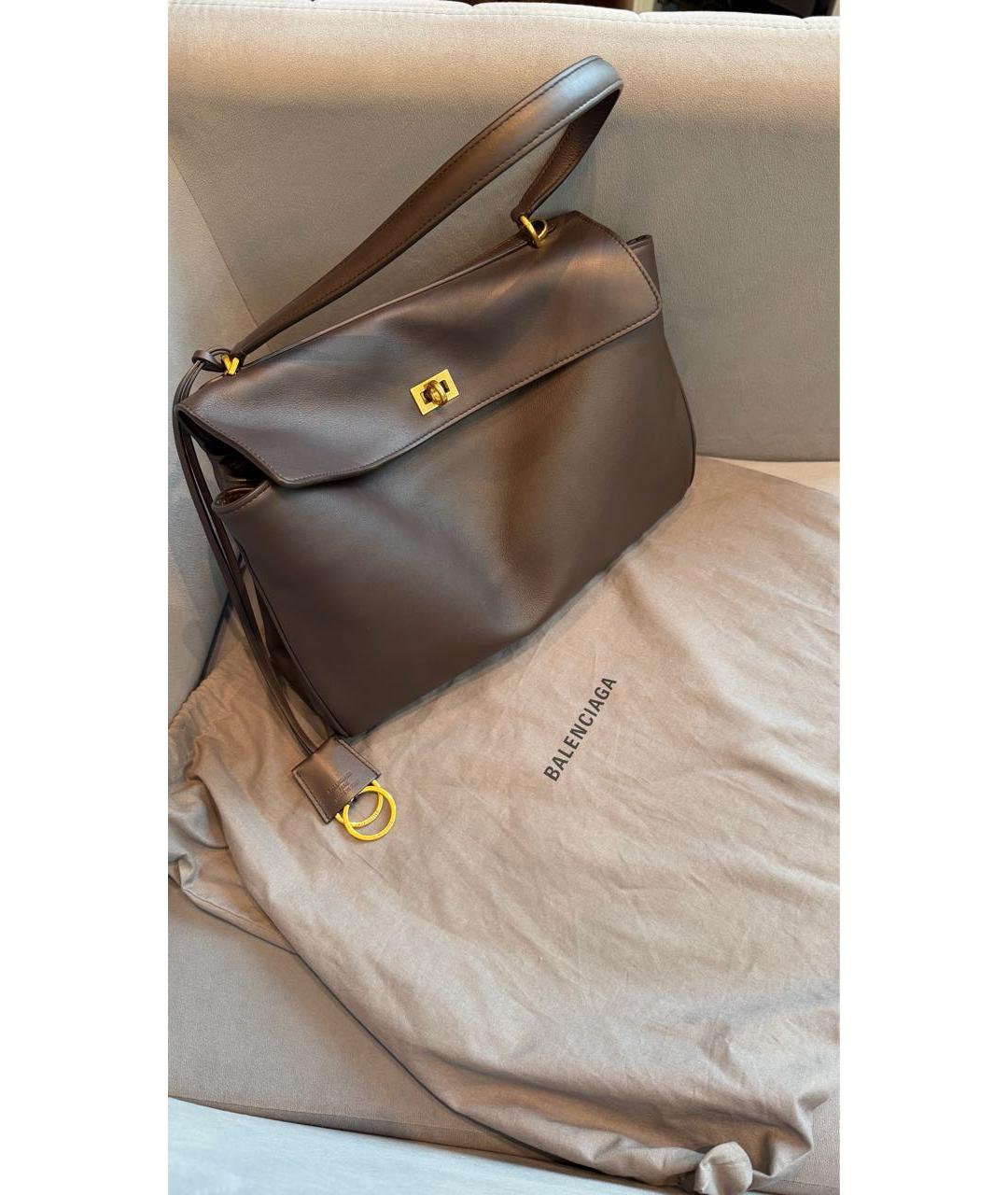 BALENCIAGA Коричневая кожаная сумка тоут, фото 8