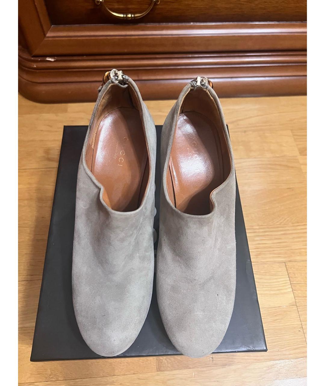 GUCCI Серые замшевые ботильоны, фото 3