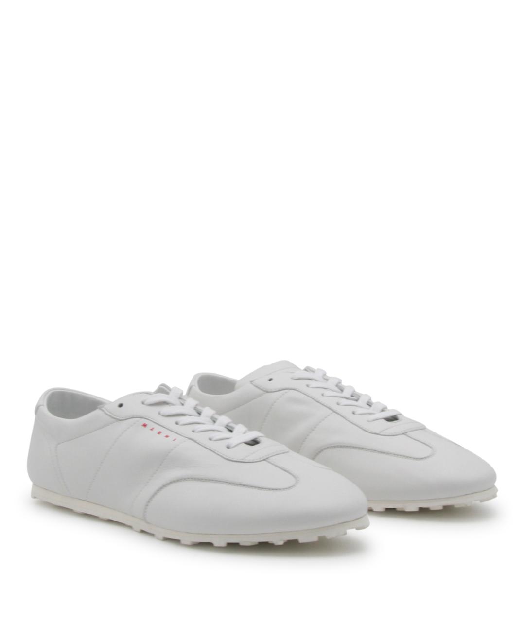 MARNI Белые кожаные низкие кроссовки / кеды, фото 2