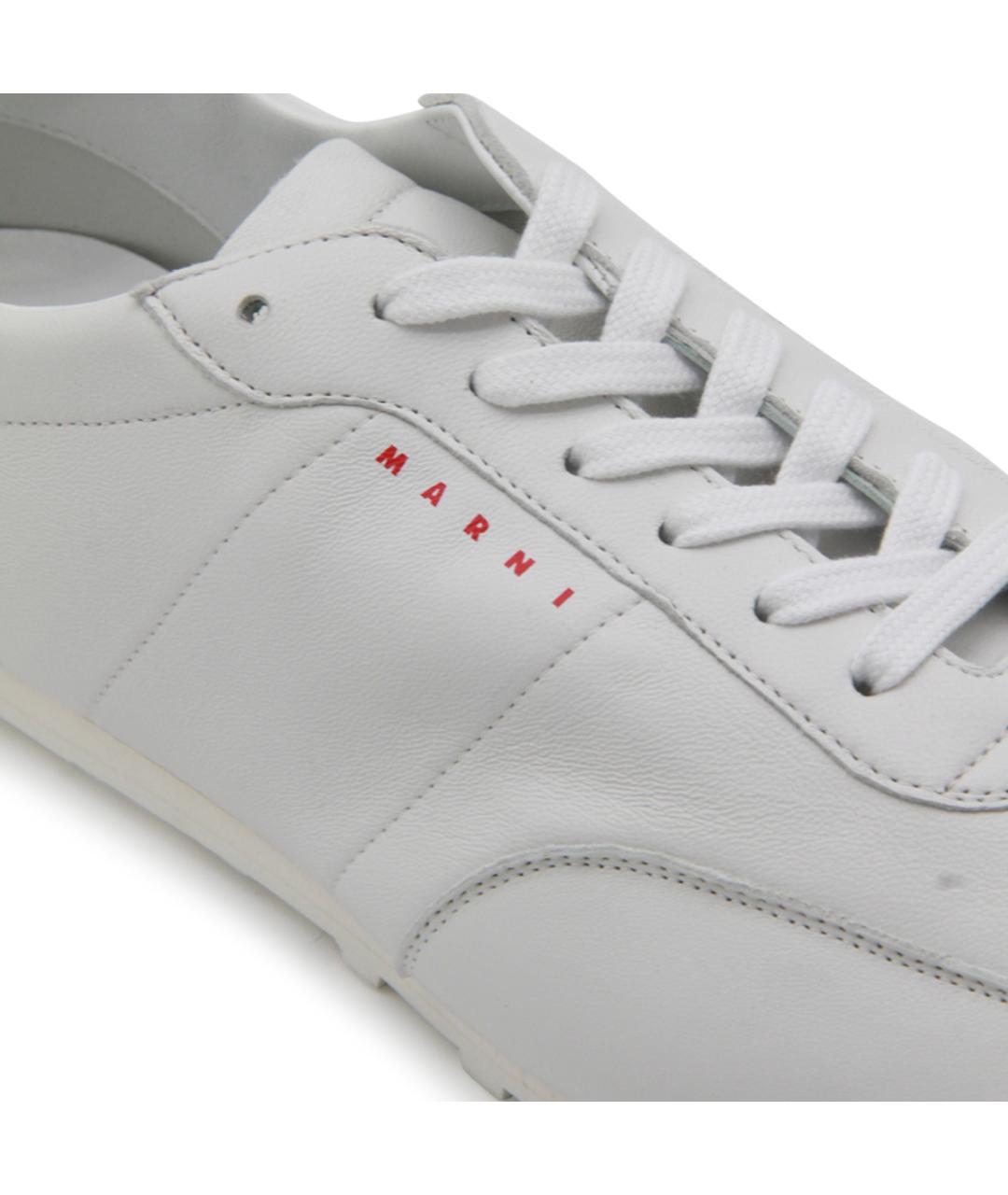 MARNI Белые кожаные низкие кроссовки / кеды, фото 3