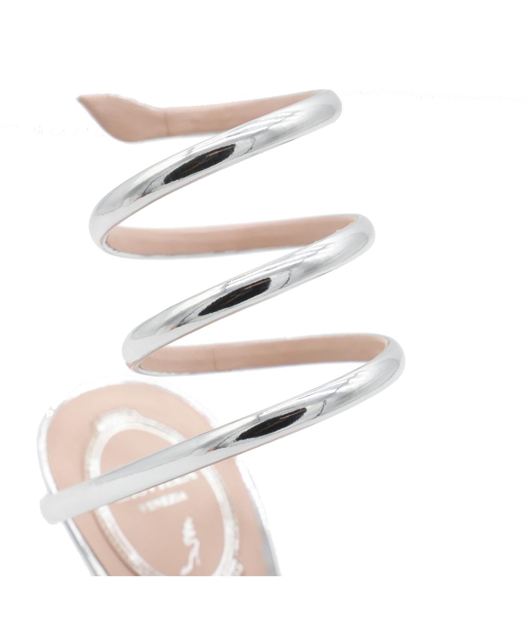 RENE CAOVILLA Серебряные кожаные босоножки, фото 4