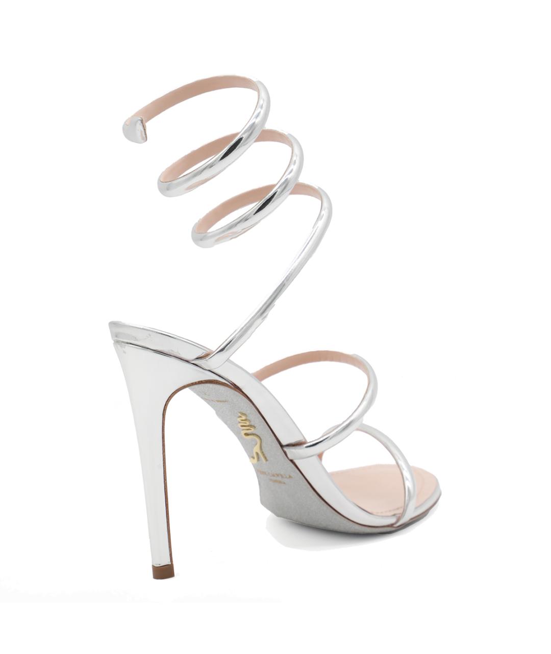 RENE CAOVILLA Серебряные кожаные босоножки, фото 3