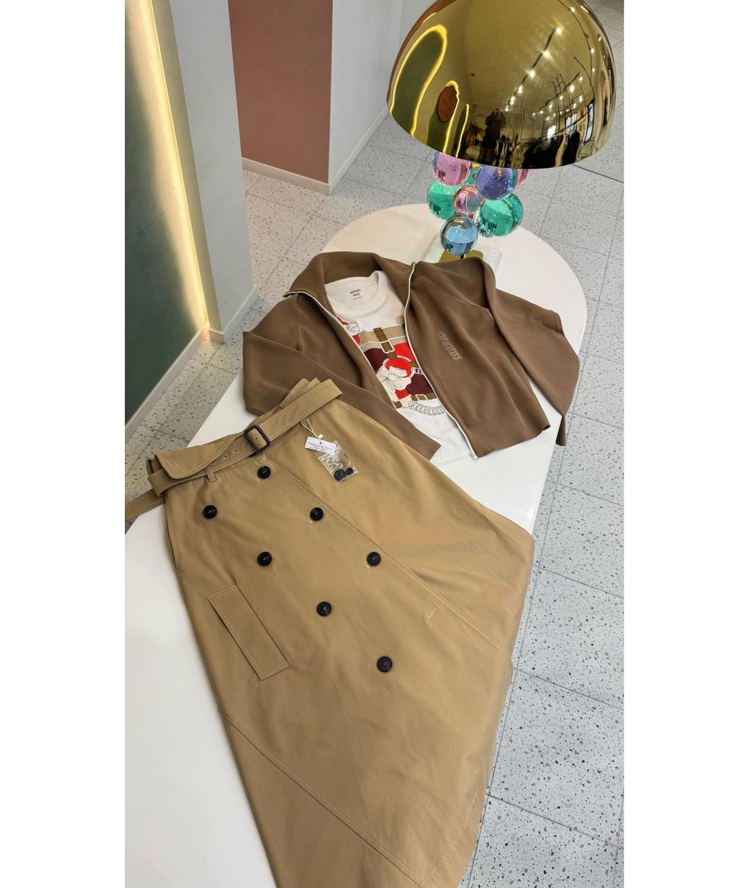 MAX MARA Бежевая хлопковая юбка миди, фото 6