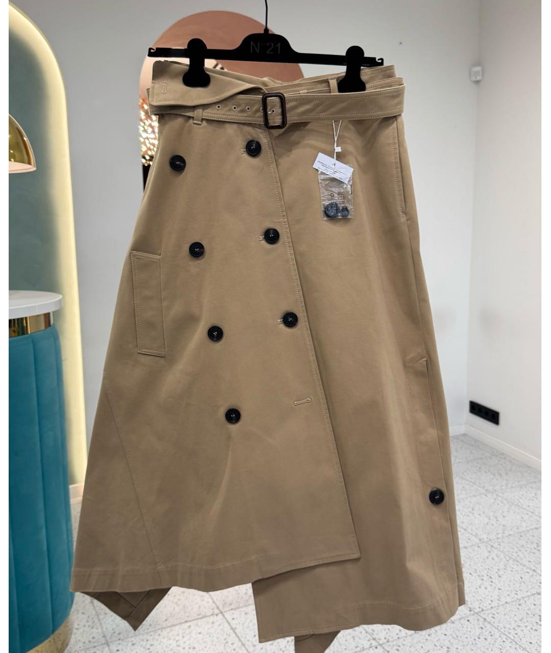 MAX MARA Бежевая хлопковая юбка миди, фото 9