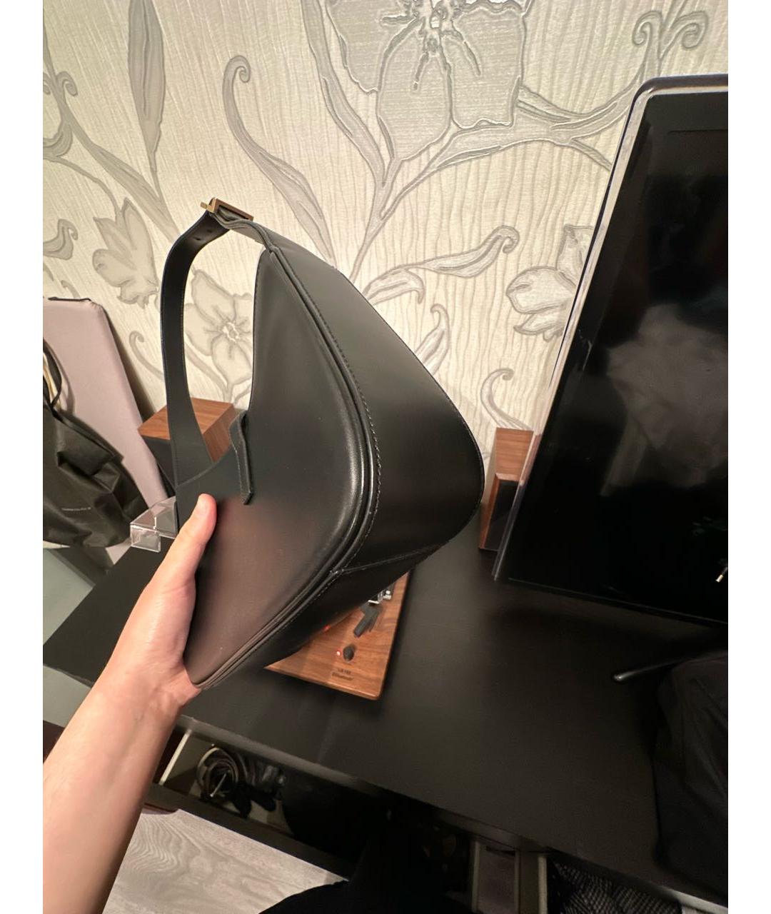 SAINT LAURENT Черная кожаная сумка с короткими ручками, фото 5