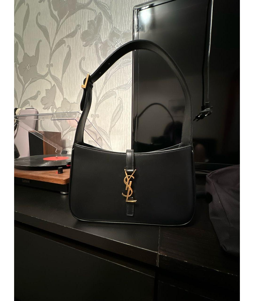 SAINT LAURENT Черная кожаная сумка с короткими ручками, фото 9