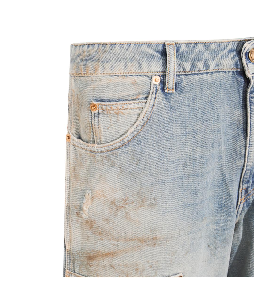 GOLDEN GOOSE DELUXE BRAND Голубые хлопковые прямые джинсы, фото 3