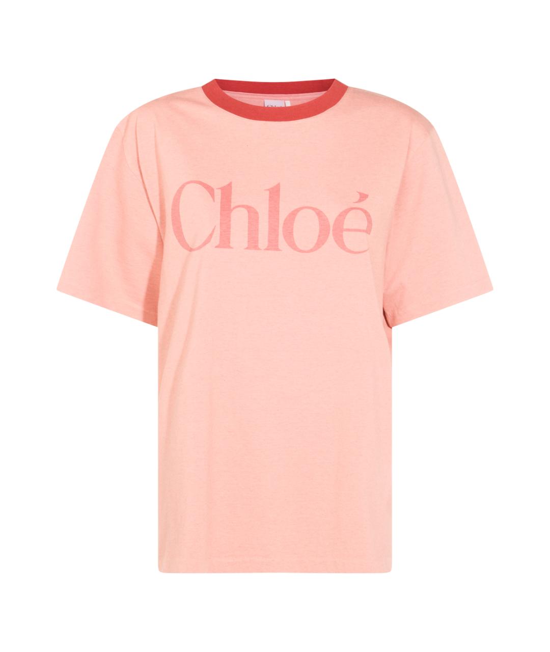 CHLOE Розовая хлопковая футболка, фото 1