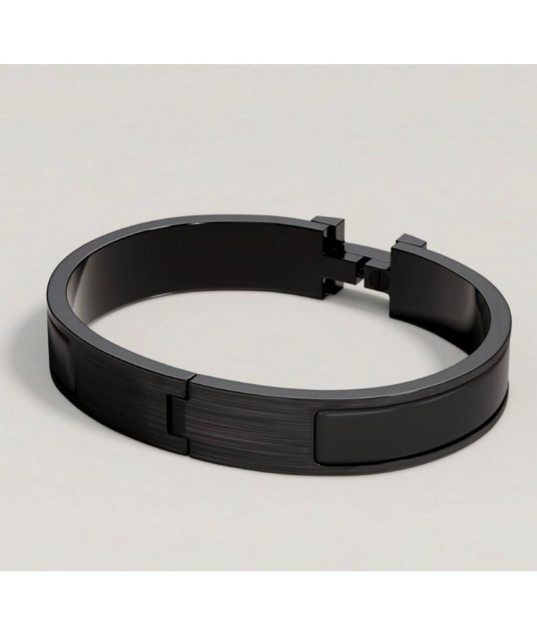 HERMES Черный металлический браслет, фото 2