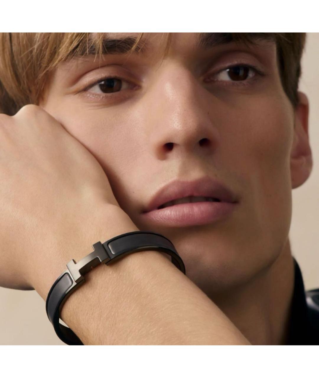 HERMES Черный металлический браслет, фото 3