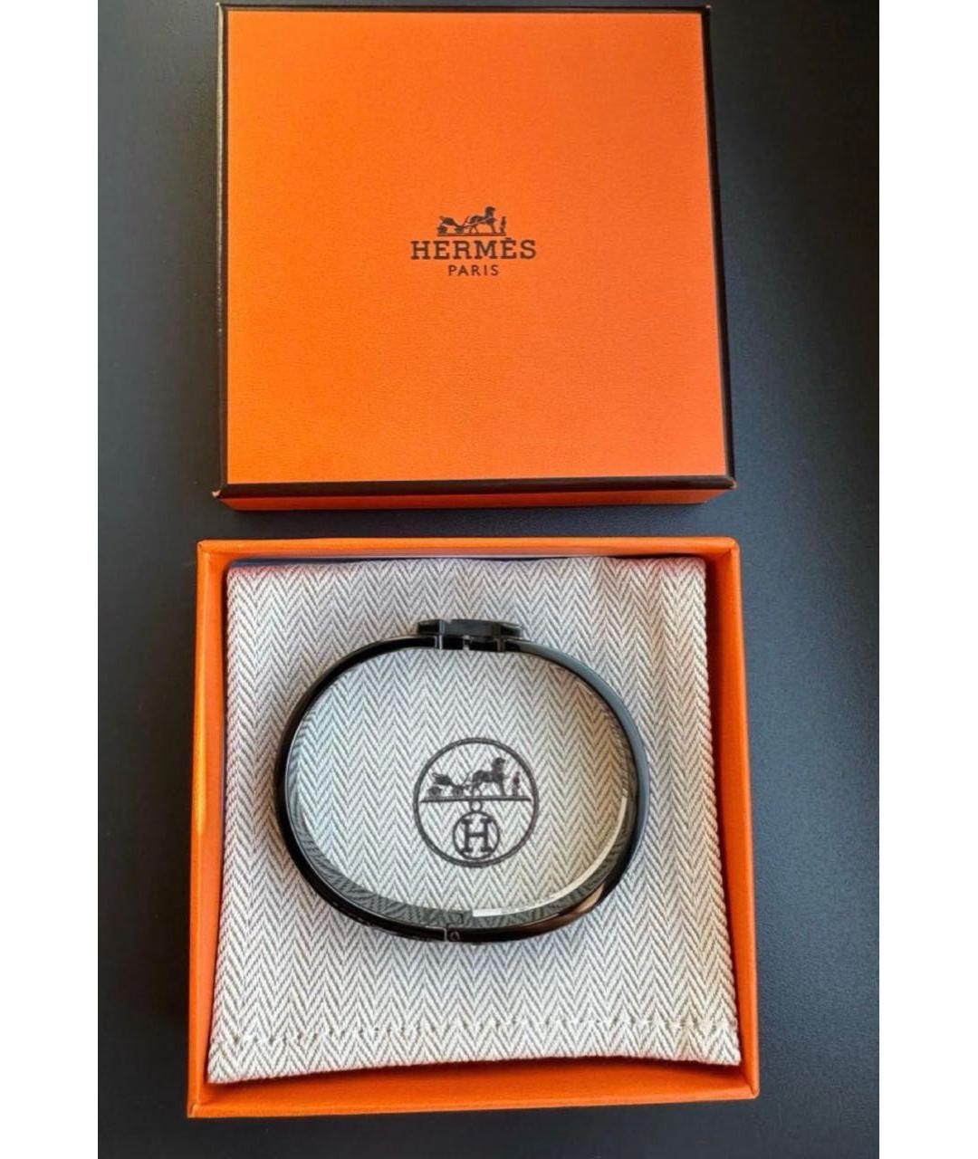 HERMES Черный металлический браслет, фото 5