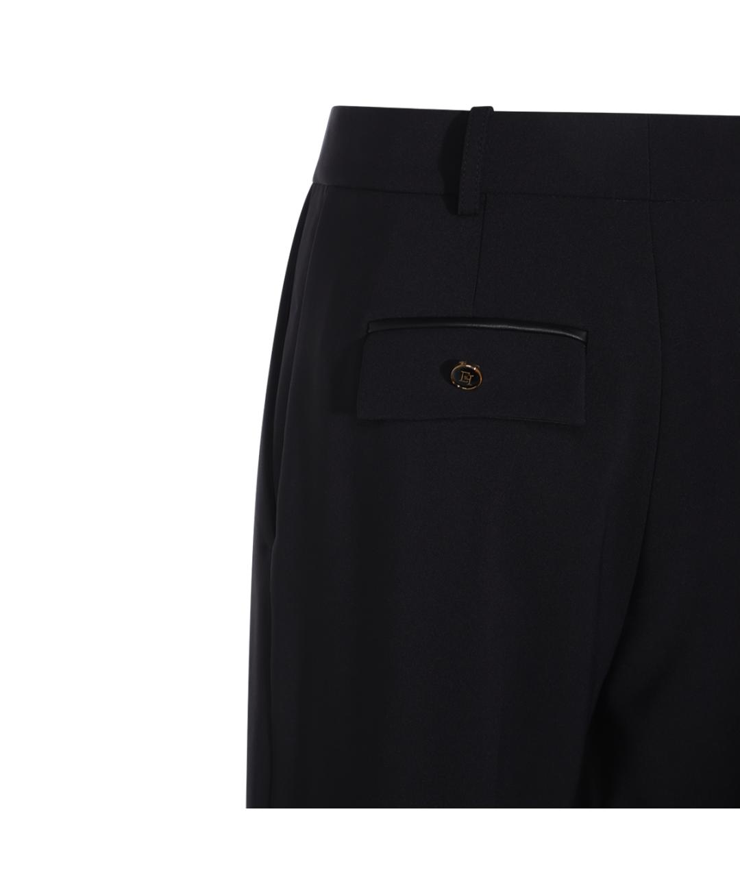 ELISABETTA FRANCHI Черные полиэстеровые прямые брюки, фото 4