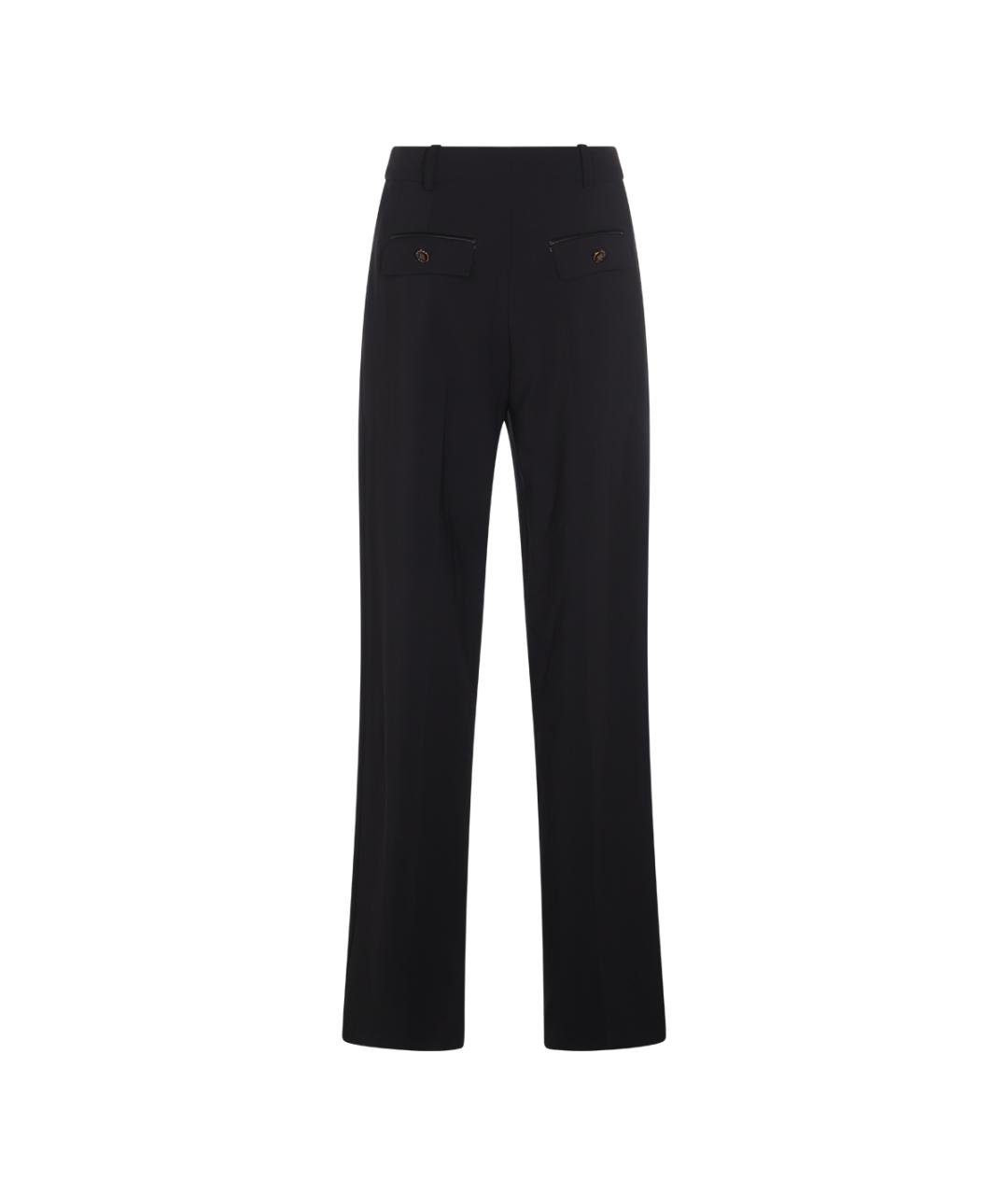 ELISABETTA FRANCHI Черные полиэстеровые прямые брюки, фото 2