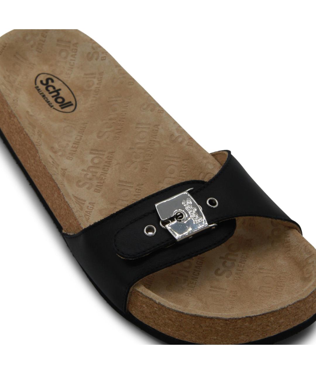 BALENCIAGA Черные кожаные шлепанцы, фото 4