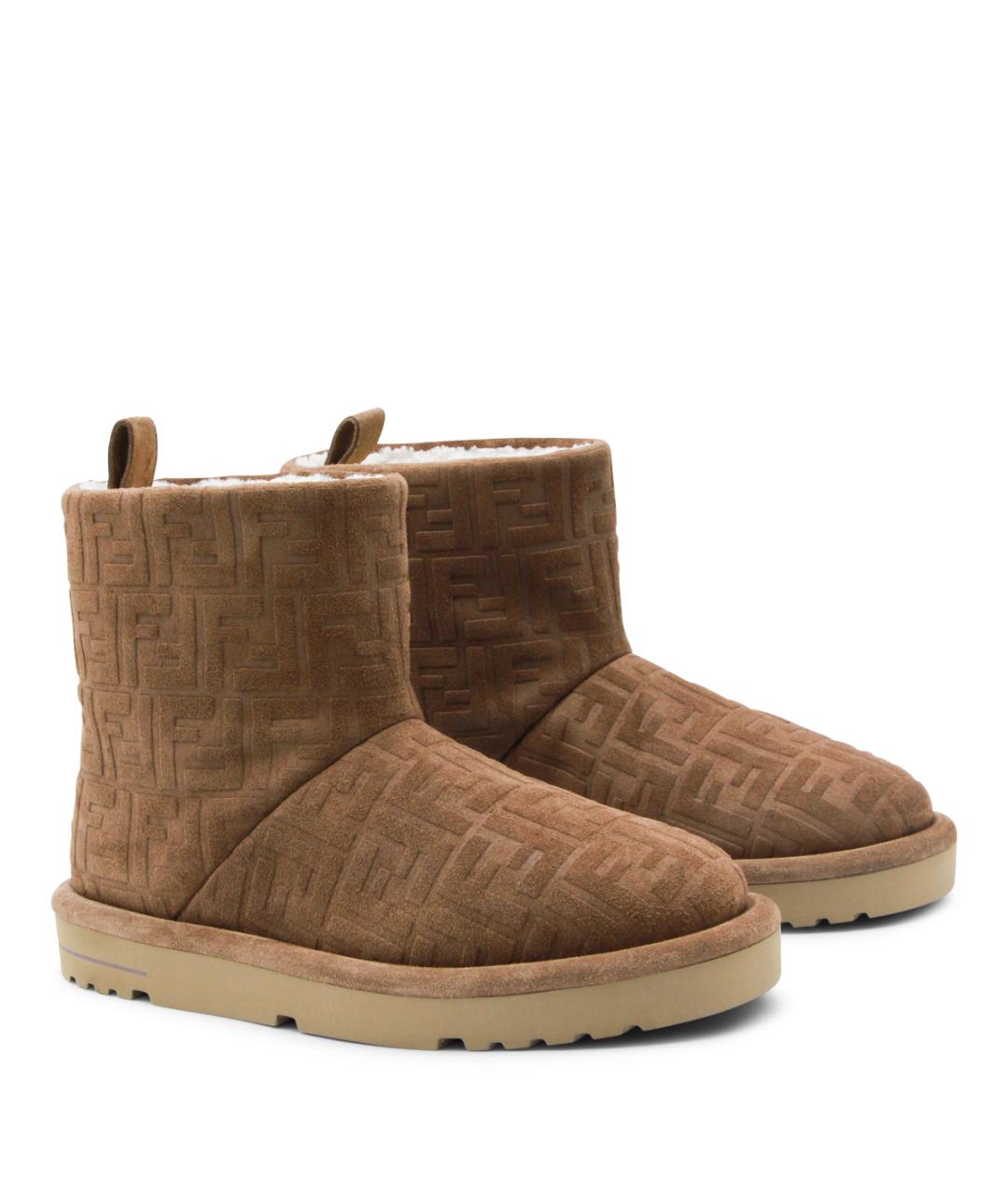 FENDI Бежевые кожаные низкие ботинки, фото 2