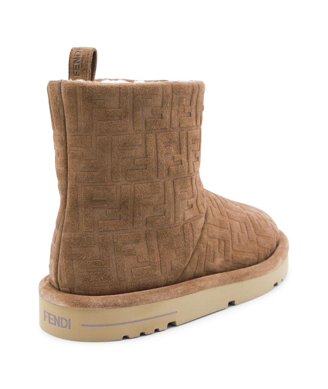 FENDI Бежевые кожаные низкие ботинки, фото 3