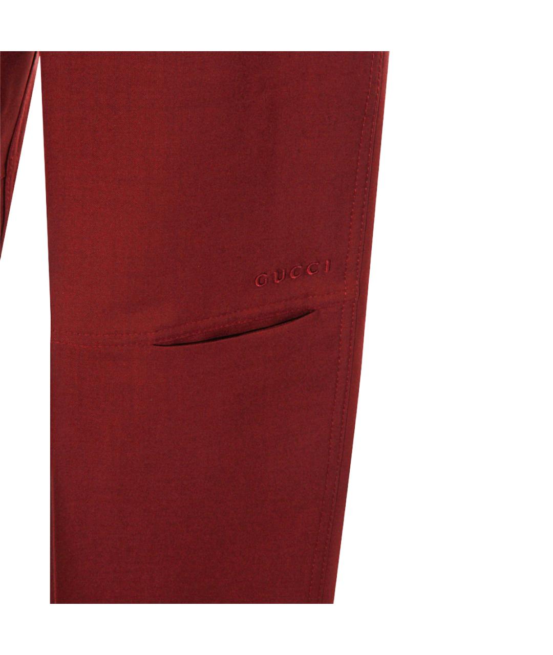 GUCCI Бордовые шерстяные повседневные брюки, фото 5