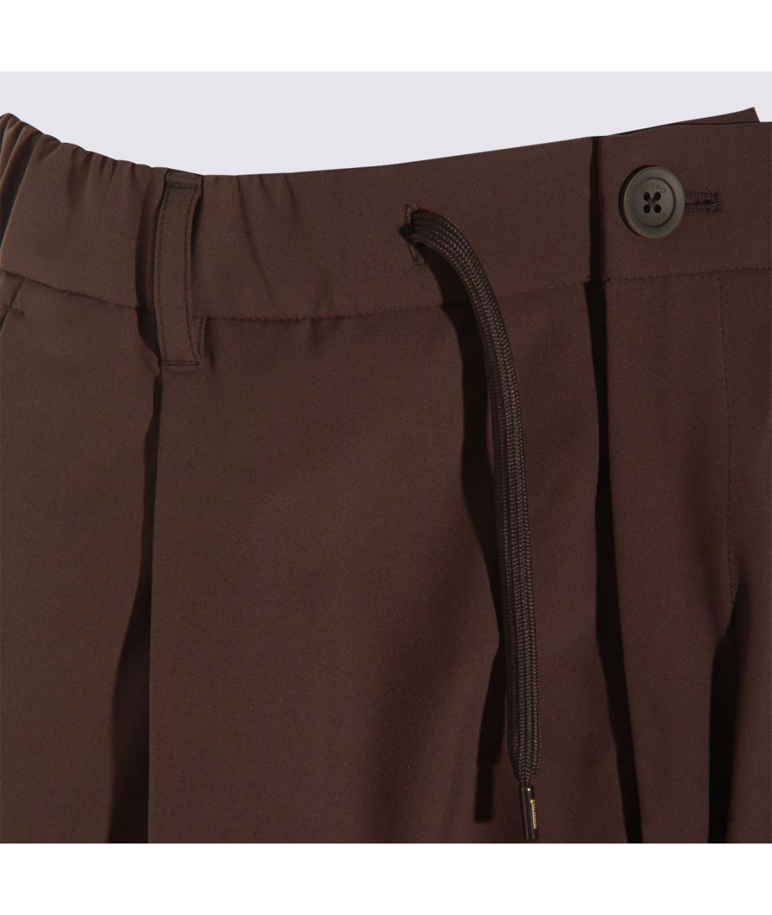 HERNO Коричневые полиэстеровые повседневные брюки, фото 3
