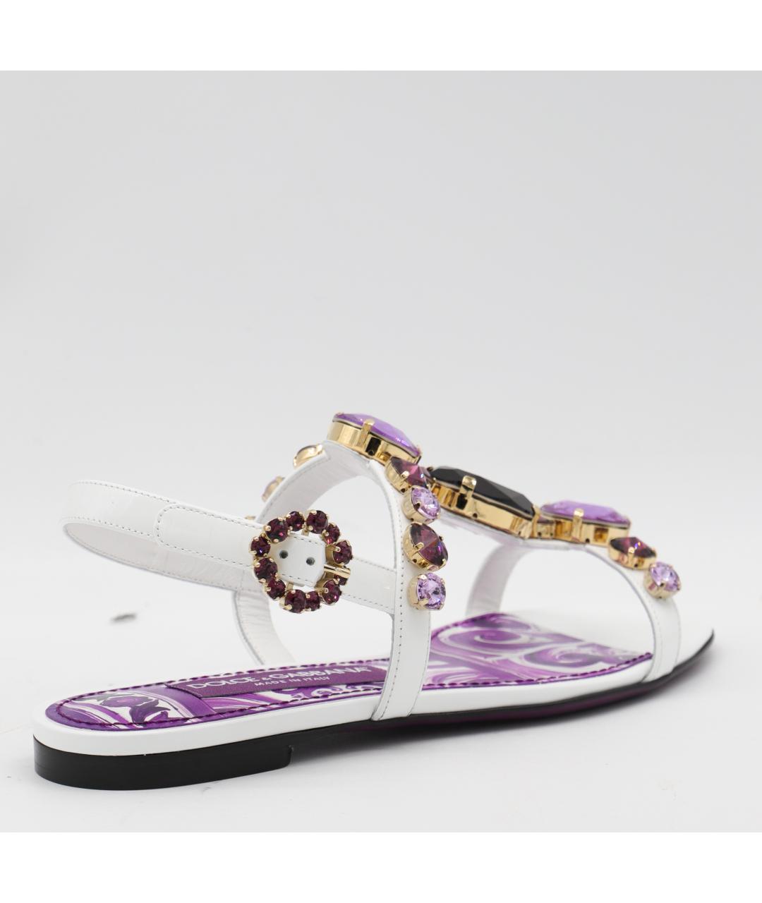 DOLCE&GABBANA Бежевые кожаные сандалии, фото 4