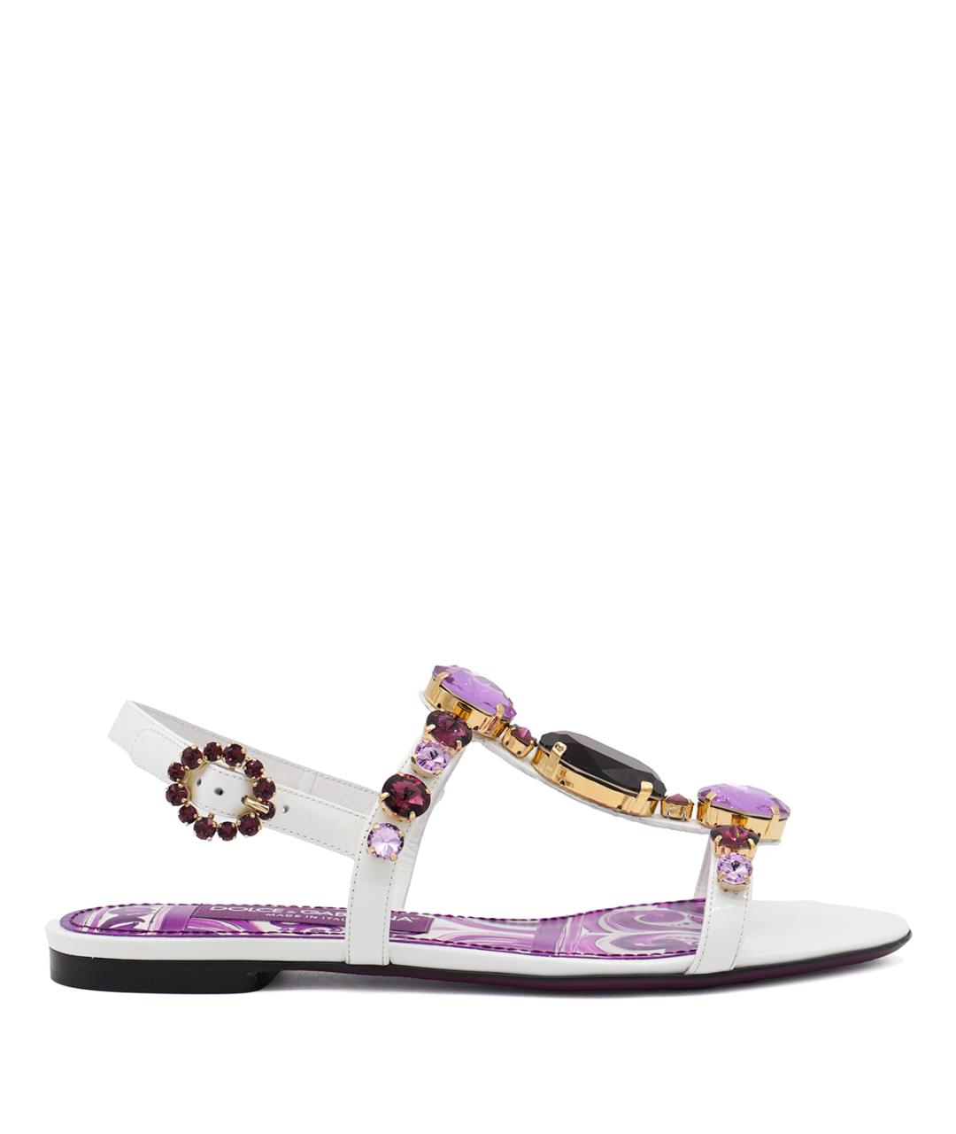 DOLCE&GABBANA Бежевые кожаные сандалии, фото 1