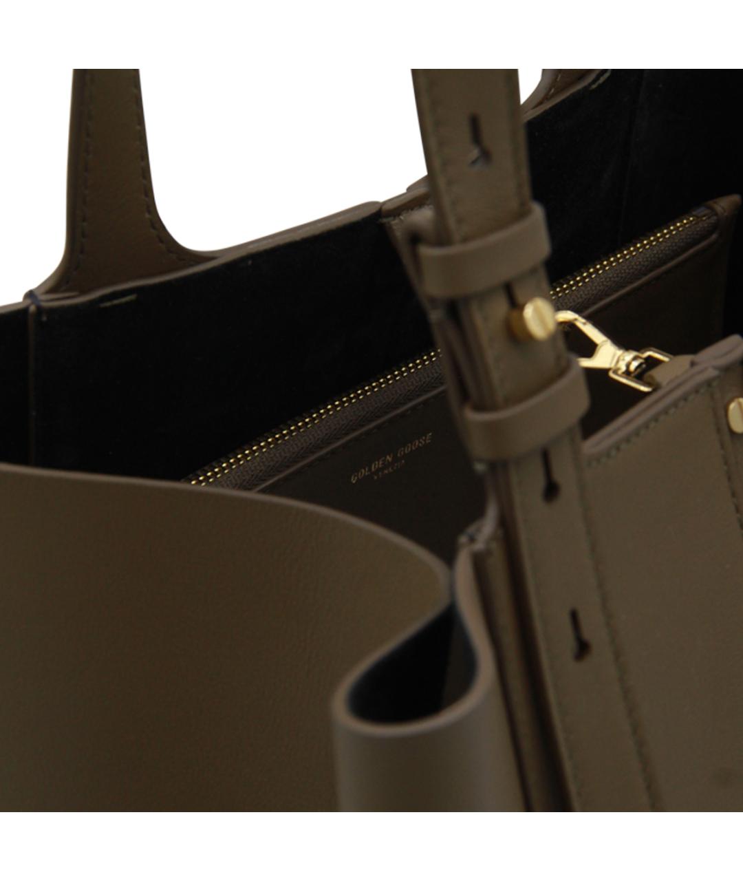 GOLDEN GOOSE DELUXE BRAND Хаки кожаная сумка тоут, фото 4
