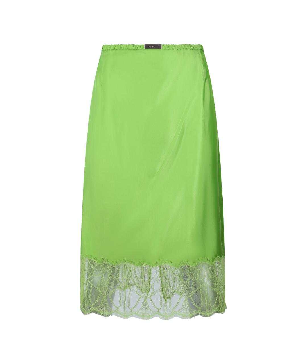GUCCI Зеленая вискозная юбка миди, фото 1