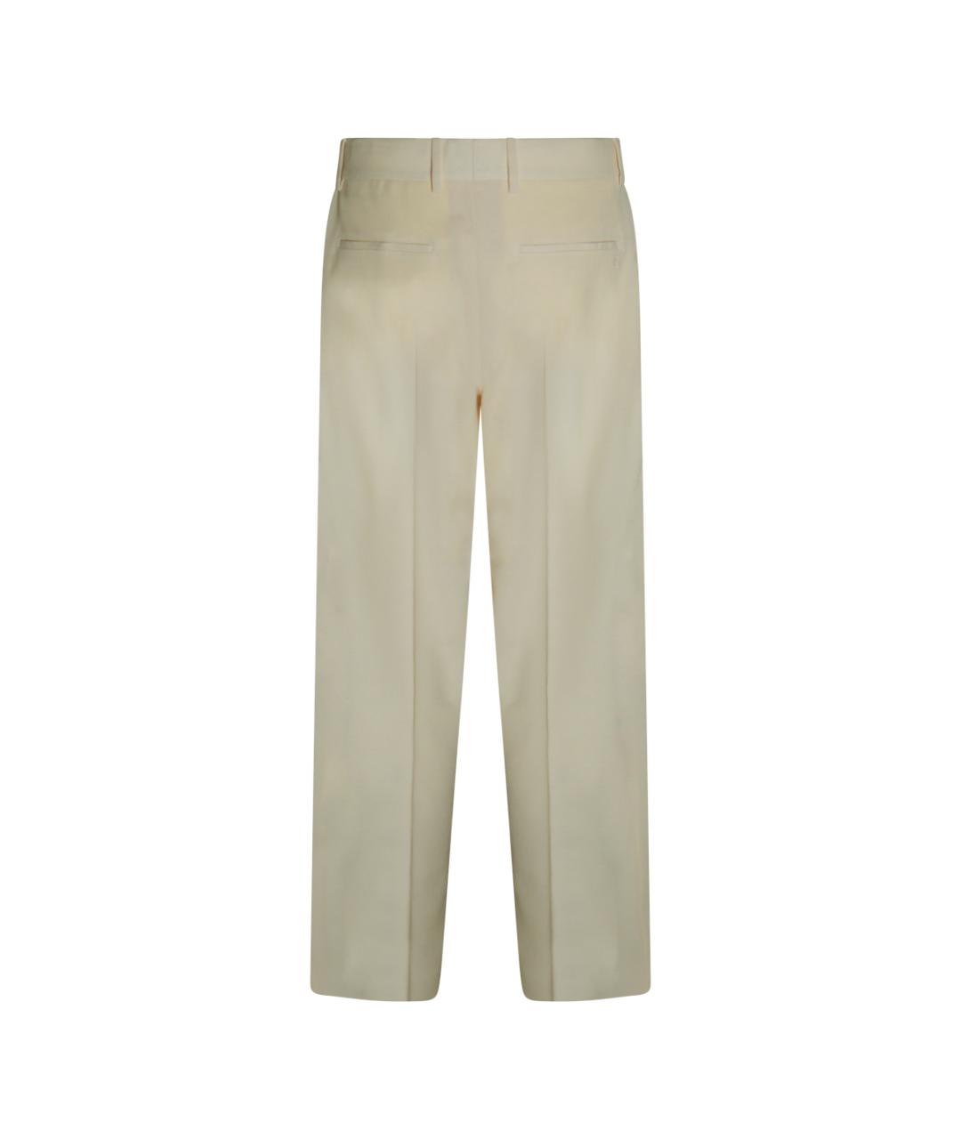 FENDI Бежевые шерстяные повседневные брюки, фото 2