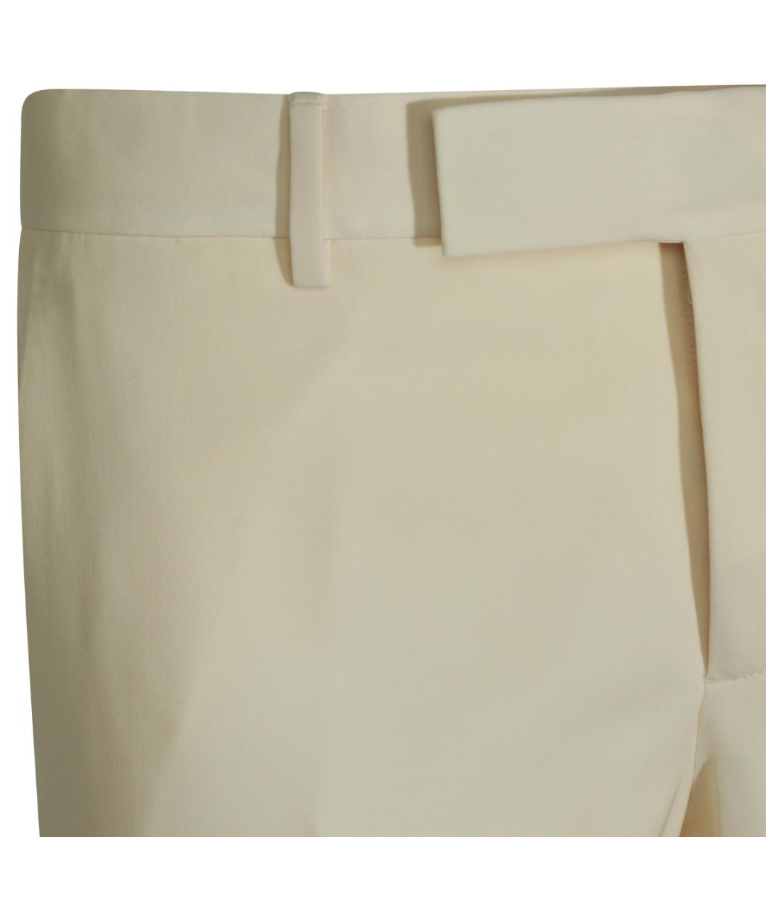 FENDI Бежевые шерстяные повседневные брюки, фото 4