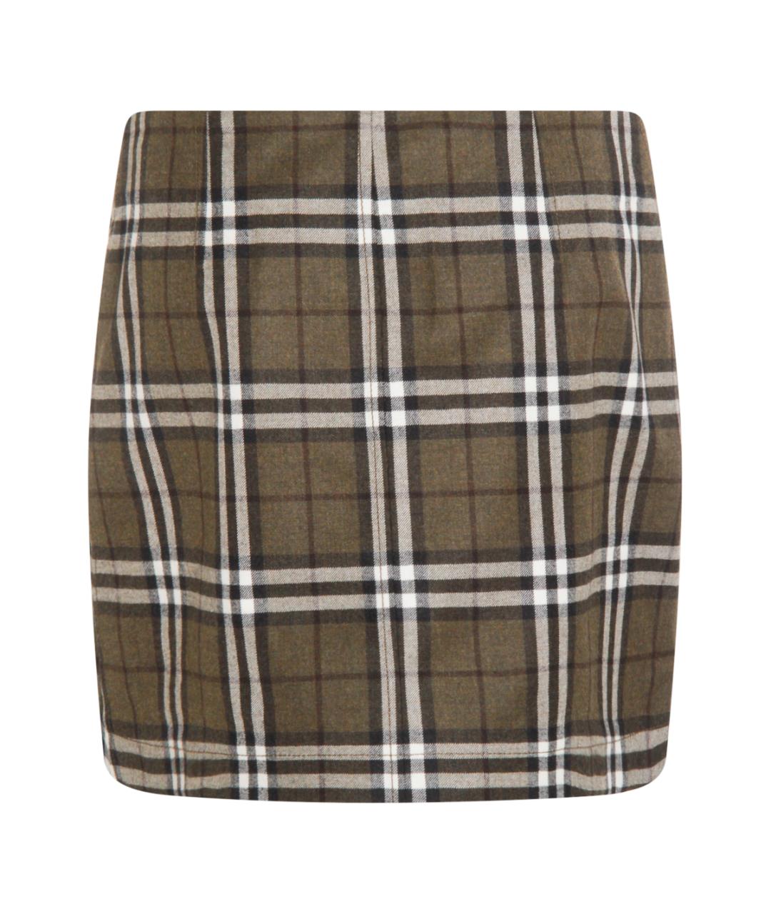 BURBERRY Коричневая шерстяная юбка мини, фото 2