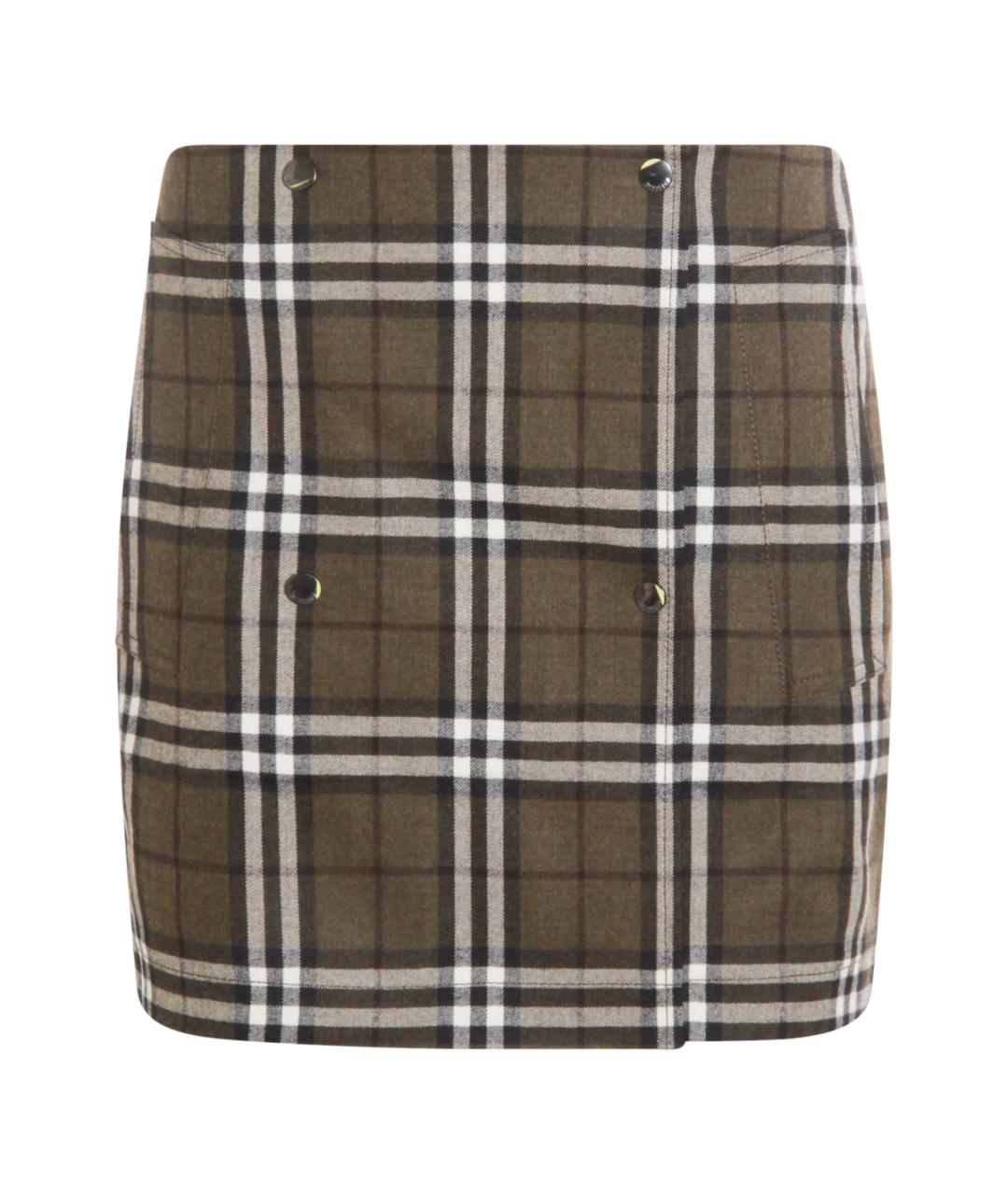 BURBERRY Коричневая шерстяная юбка мини, фото 1