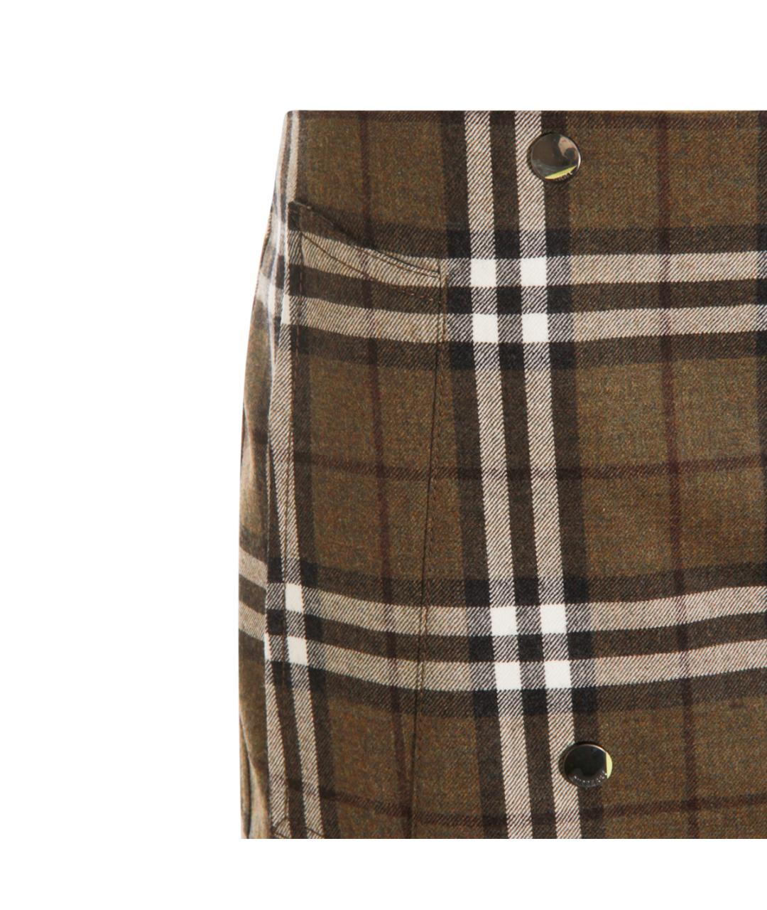 BURBERRY Коричневая шерстяная юбка мини, фото 3